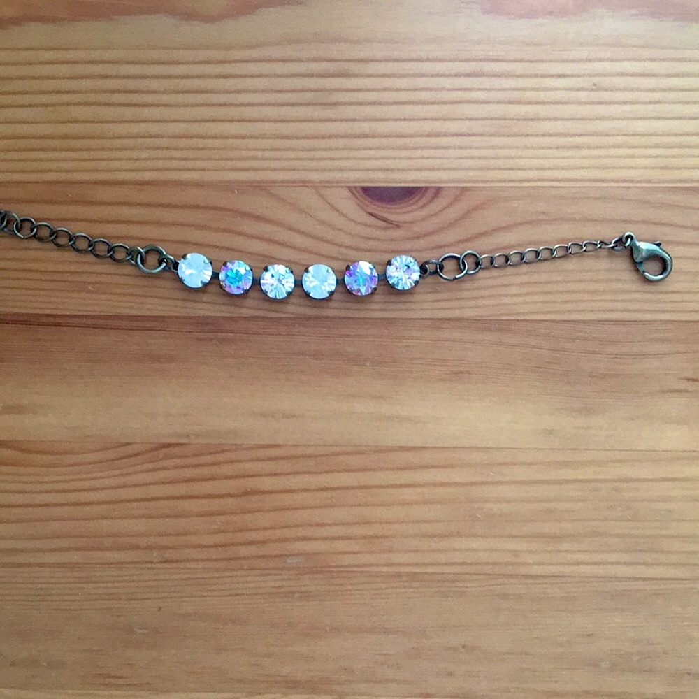 White Opal + Aurora Borealis Crystal Bracelet - Picture 12 of 16